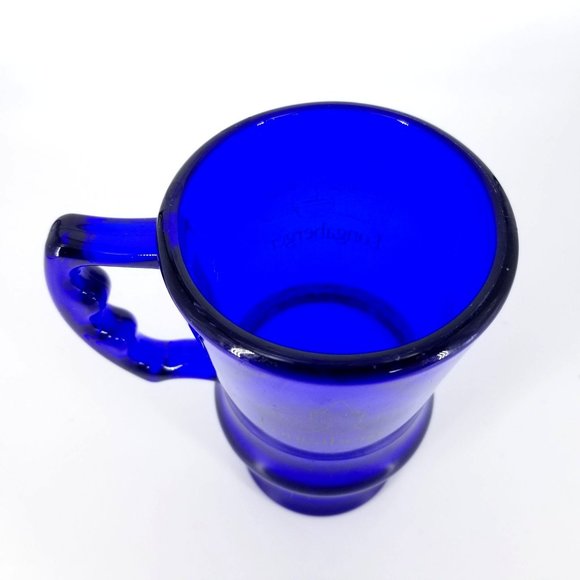 Longaberger Plastic Mug Cup Glass Latte Footed Blue Cobalt Royal Bright 16 Ounce - Picture 6 of 11